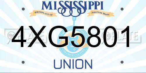 4XG5801 Mississippi License Plate
