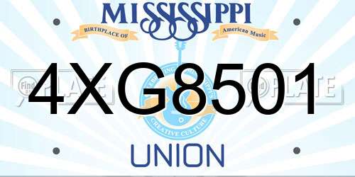 4XG8501 Mississippi License Plate