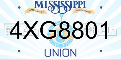 4XG8801 Mississippi License Plate