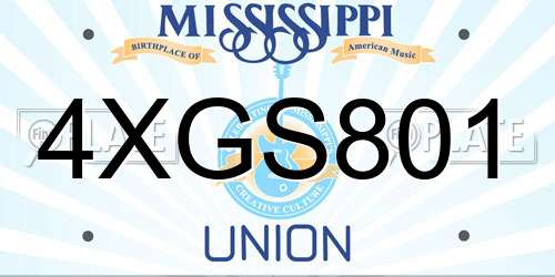 4XGS801 Mississippi License Plate