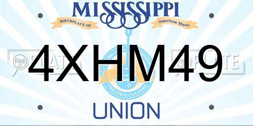 4XHM49 Mississippi License Plate