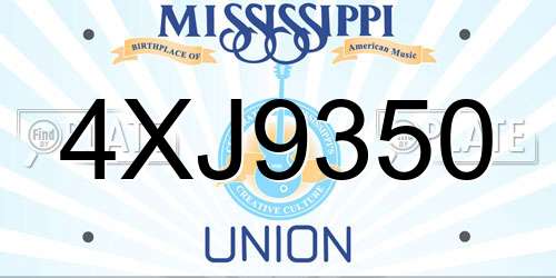 4XJ9350 Mississippi License Plate