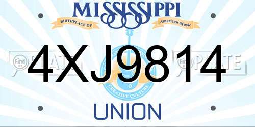 4XJ9814 Mississippi License Plate