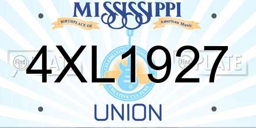 4XL1927 Mississippi License Plate