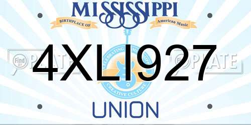 4XLI927 Mississippi License Plate