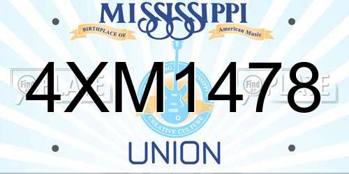 4XM1478 Mississippi License Plate