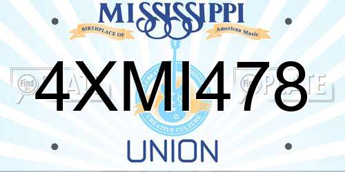 4XMI478 Mississippi License Plate