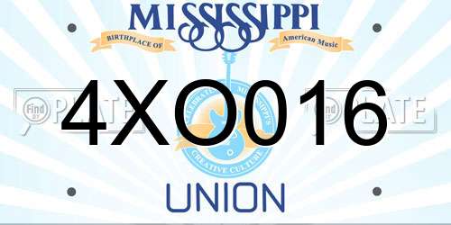 4XO016 Mississippi License Plate