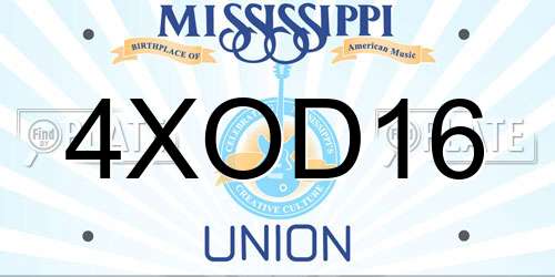 4XOD16 Mississippi License Plate