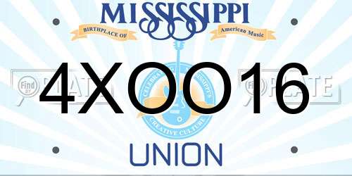 4XOO16 Mississippi License Plate
