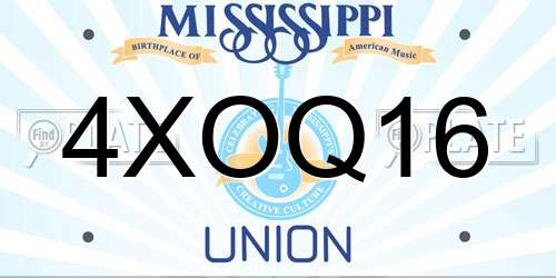 4XOQ16 Mississippi License Plate