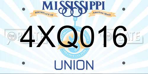 4XQ016 Mississippi License Plate