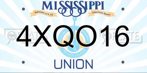 4XQO16 Mississippi License Plate