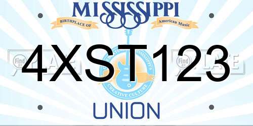 4XST123 Mississippi License Plate