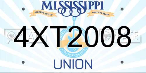 4XT2008 Mississippi License Plate