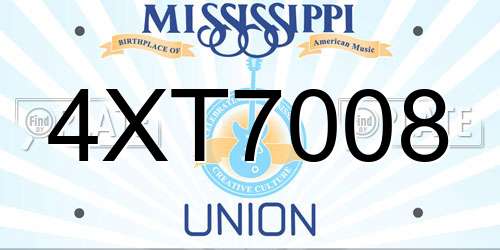 4XT7008 Mississippi License Plate