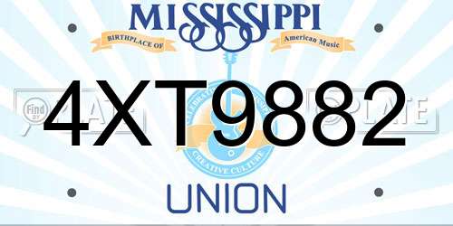 4XT9882 Mississippi License Plate