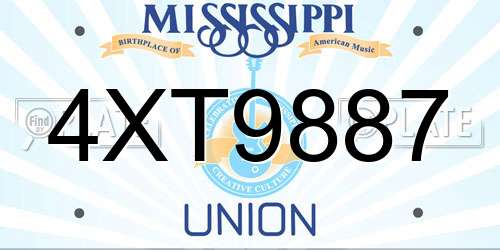 4XT9887 Mississippi License Plate
