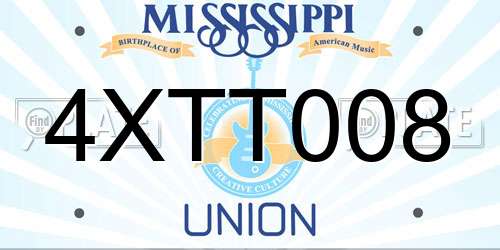 4XTT008 Mississippi License Plate