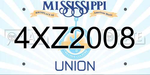 4XZ2008 Mississippi License Plate