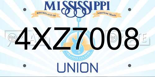 4XZ7008 Mississippi License Plate