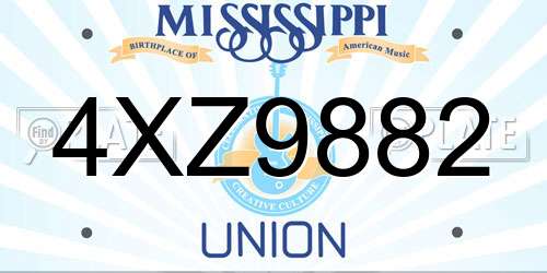 4XZ9882 Mississippi License Plate