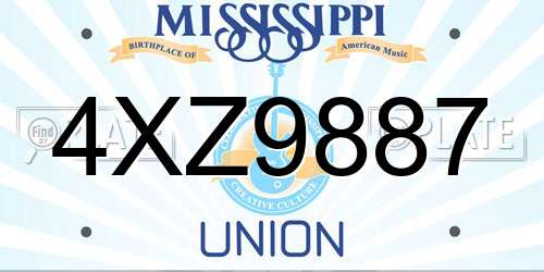 4XZ9887 Mississippi License Plate