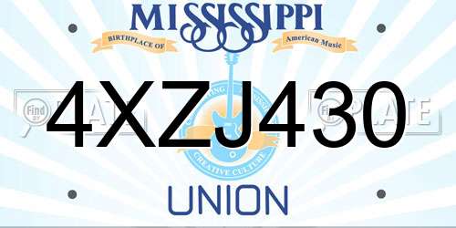 4XZJ430 Mississippi License Plate