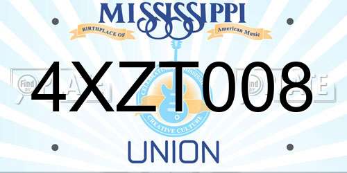 4XZT008 Mississippi License Plate