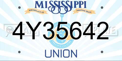 4Y35642 Mississippi License Plate