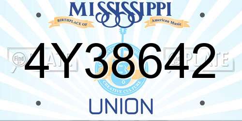 4Y38642 Mississippi License Plate