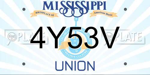 4Y53V Mississippi License Plate