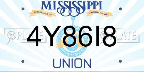 4Y86I8 Mississippi License Plate