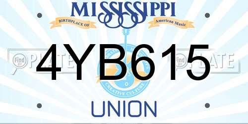 4YB615 Mississippi License Plate