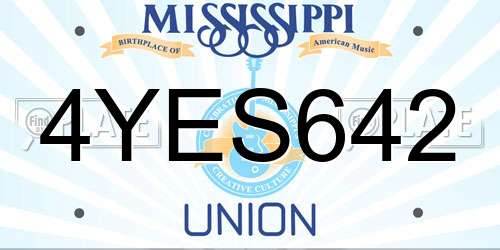 4YES642 Mississippi License Plate