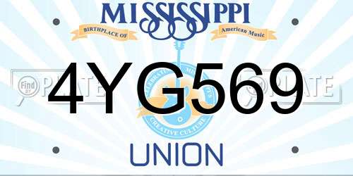 4YG569 Mississippi License Plate