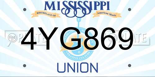 4YG869 Mississippi License Plate