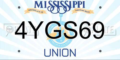 4YGS69 Mississippi License Plate