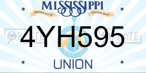 4YH595 Mississippi License Plate