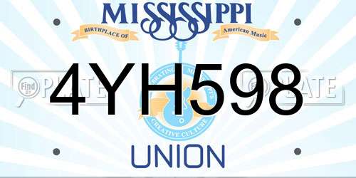 4YH598 Mississippi License Plate