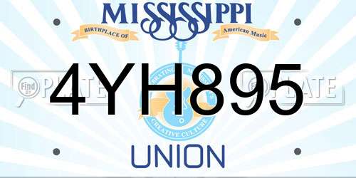 4YH895 Mississippi License Plate