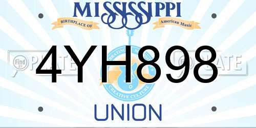 4YH898 Mississippi License Plate