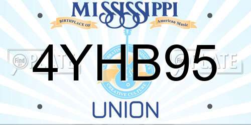 4YHB95 Mississippi License Plate