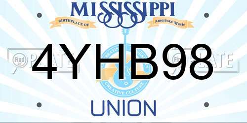 4YHB98 Mississippi License Plate