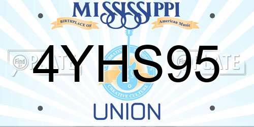 4YHS95 Mississippi License Plate