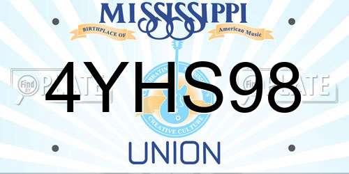 4YHS98 Mississippi License Plate