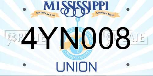 4YN008 Mississippi License Plate