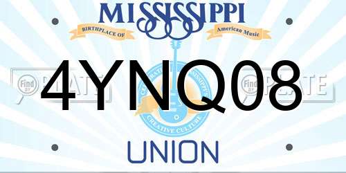 4YNQ08 Mississippi License Plate