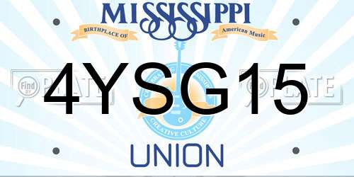 4YSG15 Mississippi License Plate