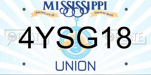 4YSG18 Mississippi License Plate